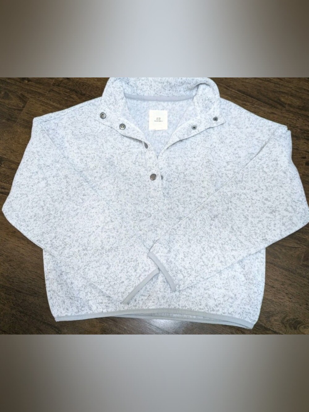 Thread & Supply Pullover Womens XS Fleece - 1/4 Snap Button Sweater Heather Gray